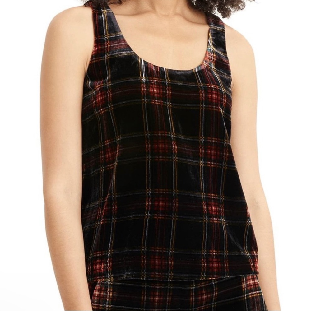 J Crew plaid velvet dressy tank top